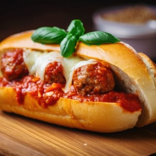 Meatballs with Cheese Hot Sandwich