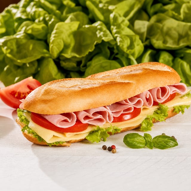 Ham & Provolone Cheese Cold Sandwich.